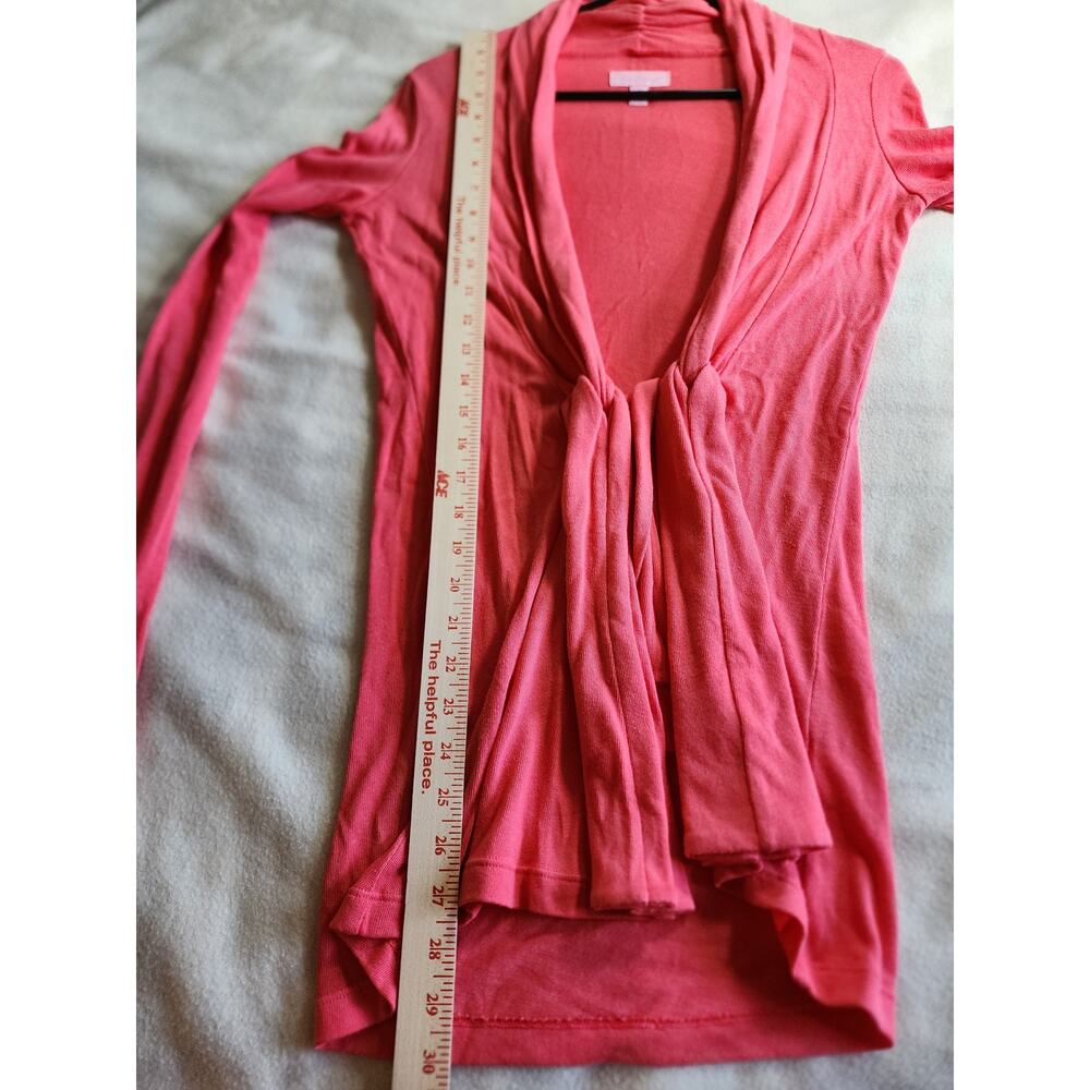 Lilly Pulitzer Coral Pink Pima Cotton Modal Tie Front Wrap Cardigan XS RN88189 - Picture 7 of 8